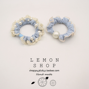 韩版蕾丝花边珍珠小肠圈大肠发圈气质高级感扎发头绳马尾发绳发饰