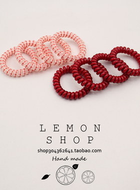 电话线发圈女高弹力耐用皮筋红色新年头绳简约无痕发饰高级感头饰