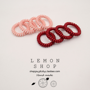 电话线发圈女高弹力耐用皮筋红色新年头绳简约无痕发饰高级感头饰