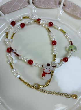 小狗圣诞项链原创设计小众高级感毛衣链气质百搭礼物