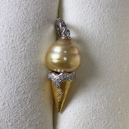 小众设计海水金珠巴洛克吊坠