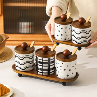 赫本风陶瓷调料罐调味瓶套装组合家用厨房调料盒盐味精罐油泼辣罐