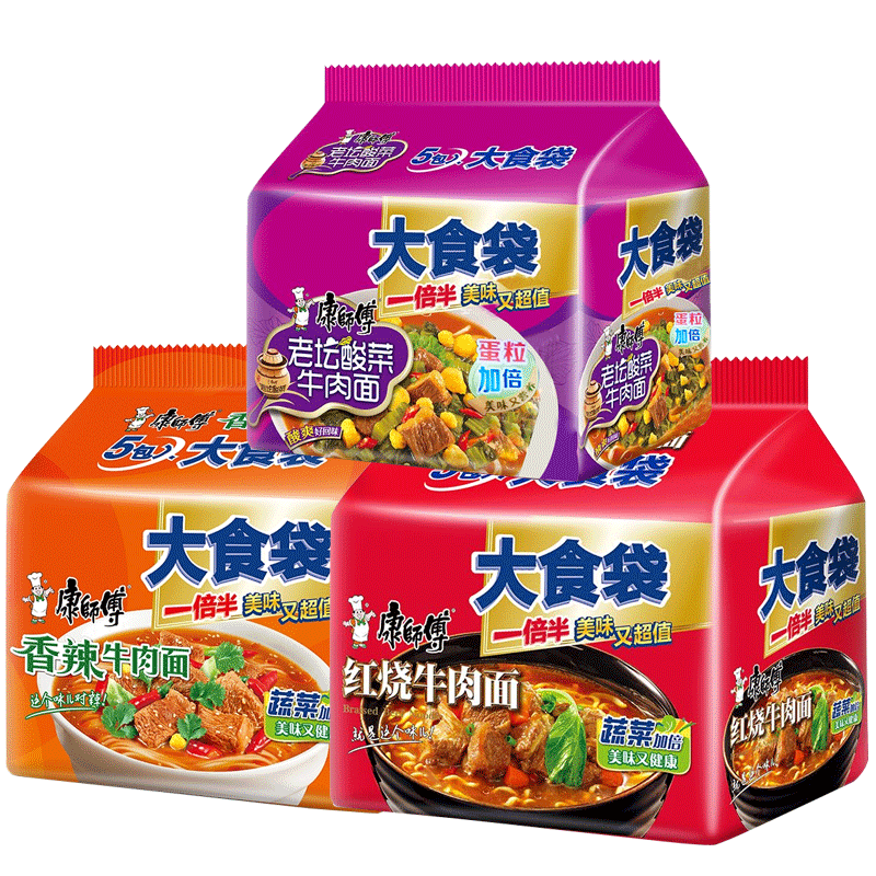 康师傅红烧牛肉面大食袋方便面