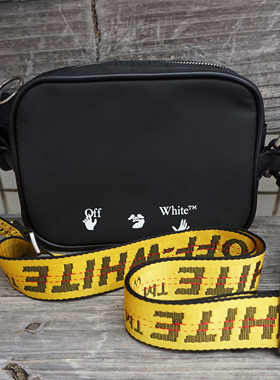 off white 男女情侣款黑色尼龙单肩包斜挎包胸包腰包相机包时尚潮