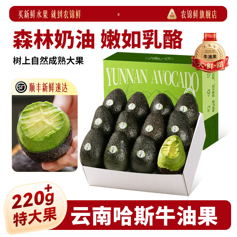 云南哈斯牛油果新鲜水果15个即食国产一级鳄梨包邮大果官方旗舰店