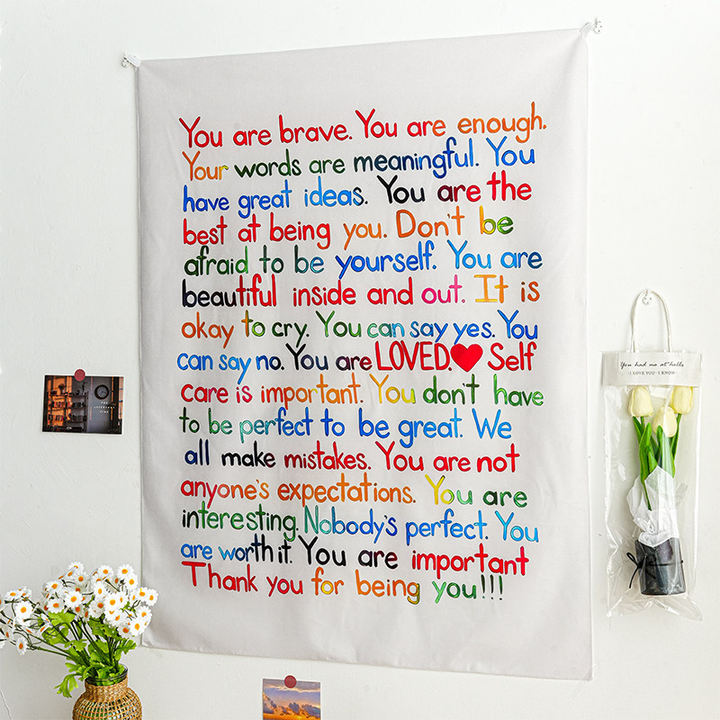 ins风彩色文字背景布学生宿舍改造背景墙装饰挂布卧室床头墙布,居家布艺,挂毯/壁毯,淘宝优惠券,粉丝福利购,淘宝优惠卷