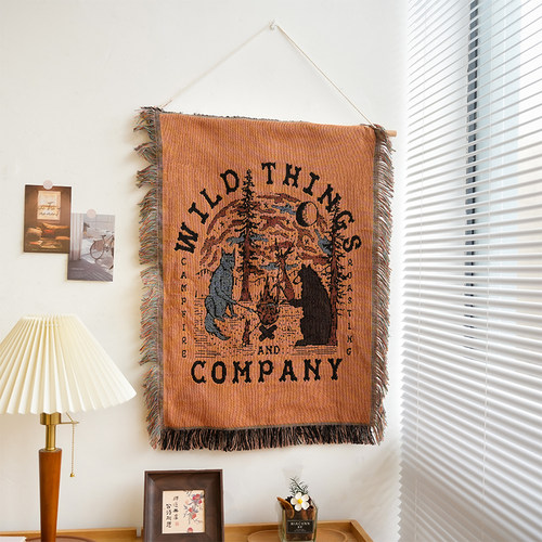 美式棉线编织挂毯民宿背景墙挂布