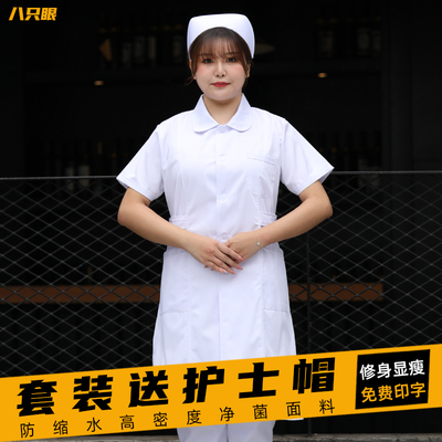 圆领护士服女短袖娃娃领白大褂
