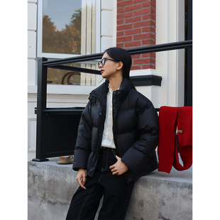 面包服外套 小个子95白鸭绒羽绒服2025新款 西田设 立领短款