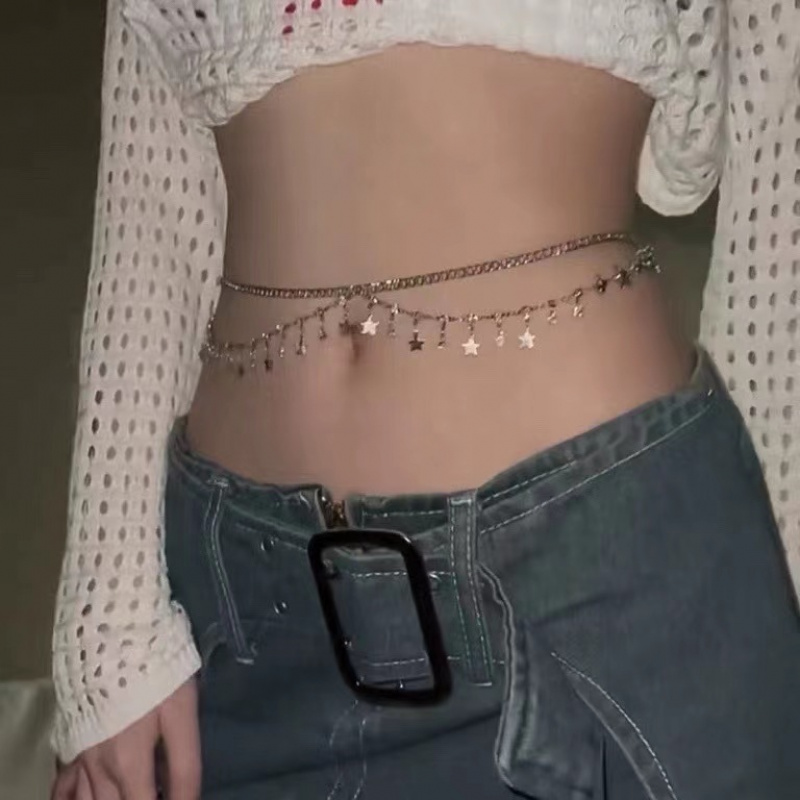 欧美饰品水钻链条腰饰多层身体链