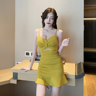 Tempat kerja malam perangai suspender gaun seksi skirt pingg
