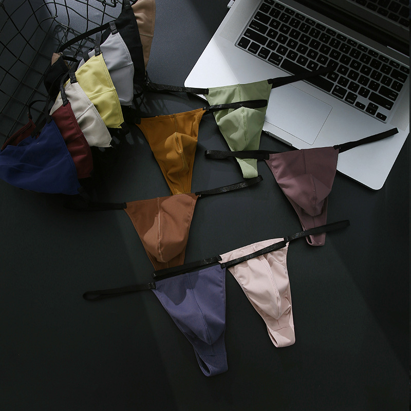 男士低腰跑步丁字裤U凸囊袋透气