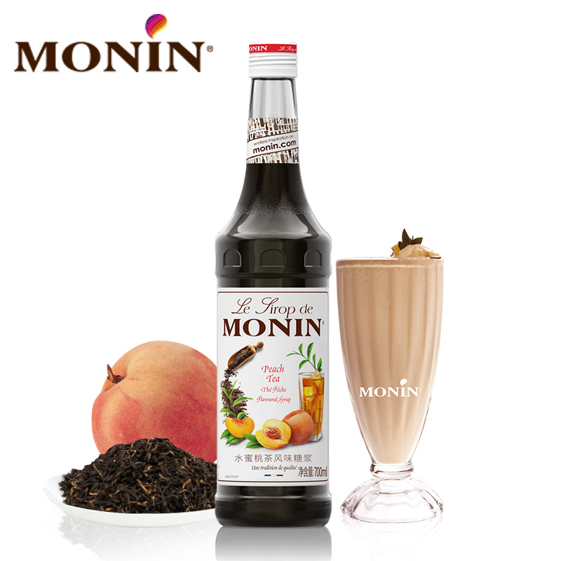 莫林MONIN水蜜桃茶风味糖浆玻璃瓶装700ml咖啡鸡尾酒果汁饮料