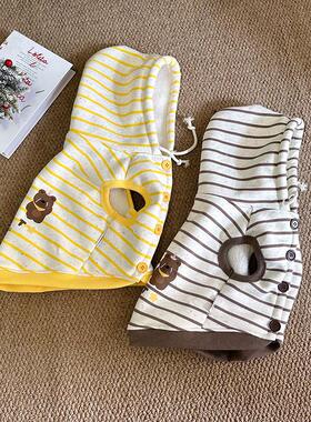 狗狗衣服冬季加厚北极绒连帽无袖加绒保暖卫衣法斗小型犬条纹外套