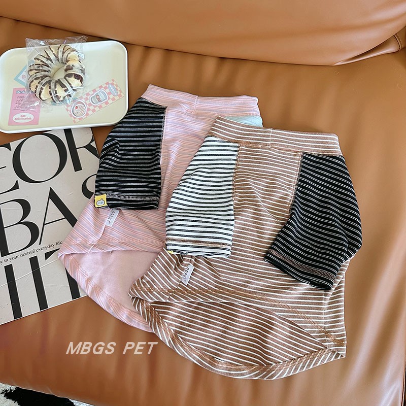 狗狗秋冬衣服德绒保暖发热条纹衫T恤法斗巴哥比熊小狗泰迪西高地