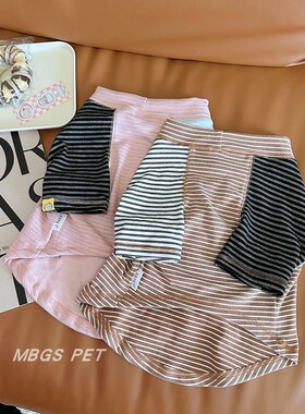 狗狗秋冬衣服德绒保暖发热条纹衫T恤法斗巴哥比熊小狗泰迪西高地