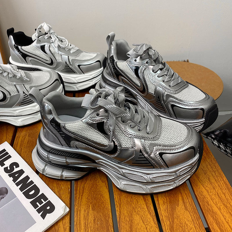 老爹鞋女款2024新款夏季百搭厚底增高小白鞋今年爆款银色运动鞋潮,女鞋,时尚休闲鞋,淘宝优惠券,粉丝福利购,淘宝优惠卷