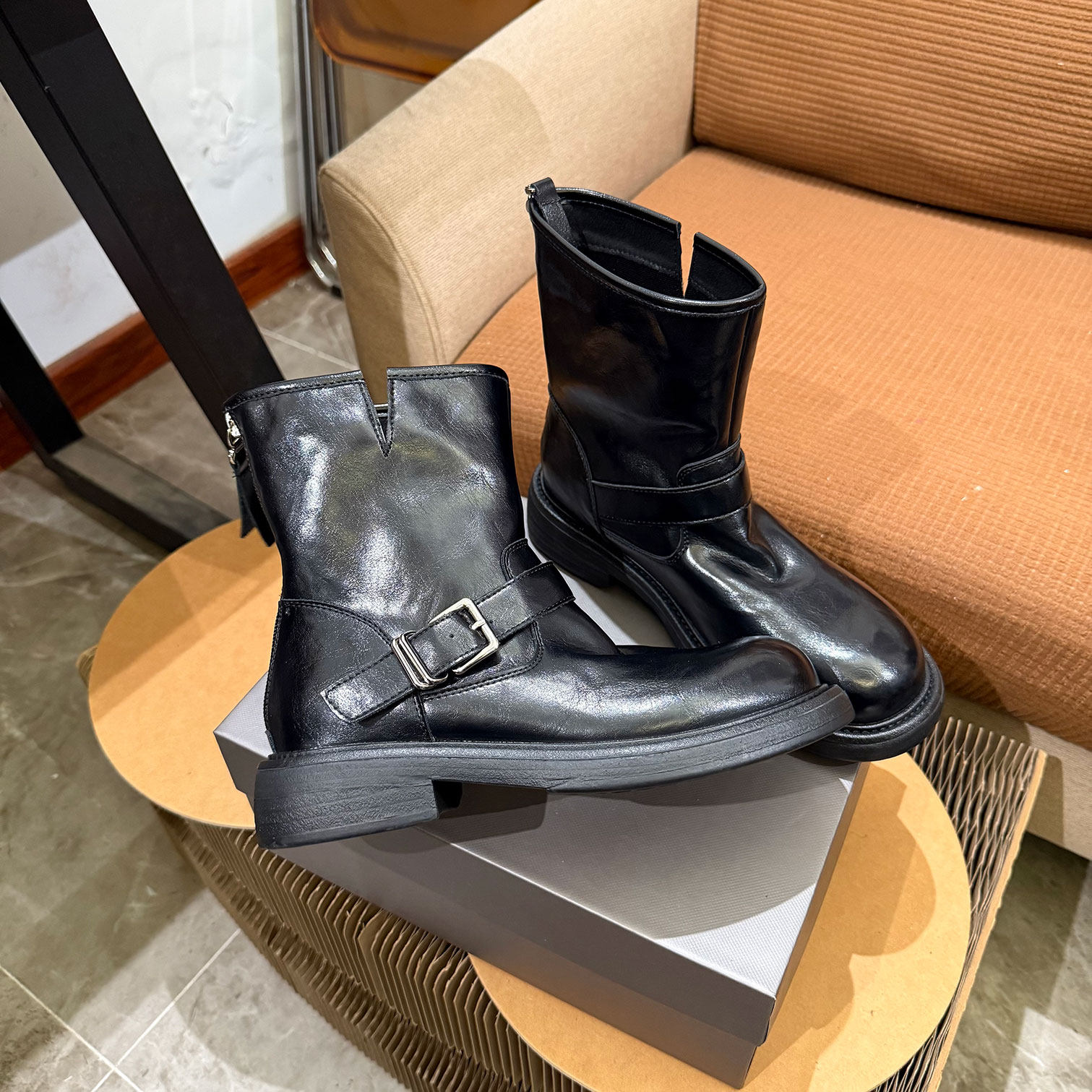 马丁靴女真皮拉链短靴机车单靴