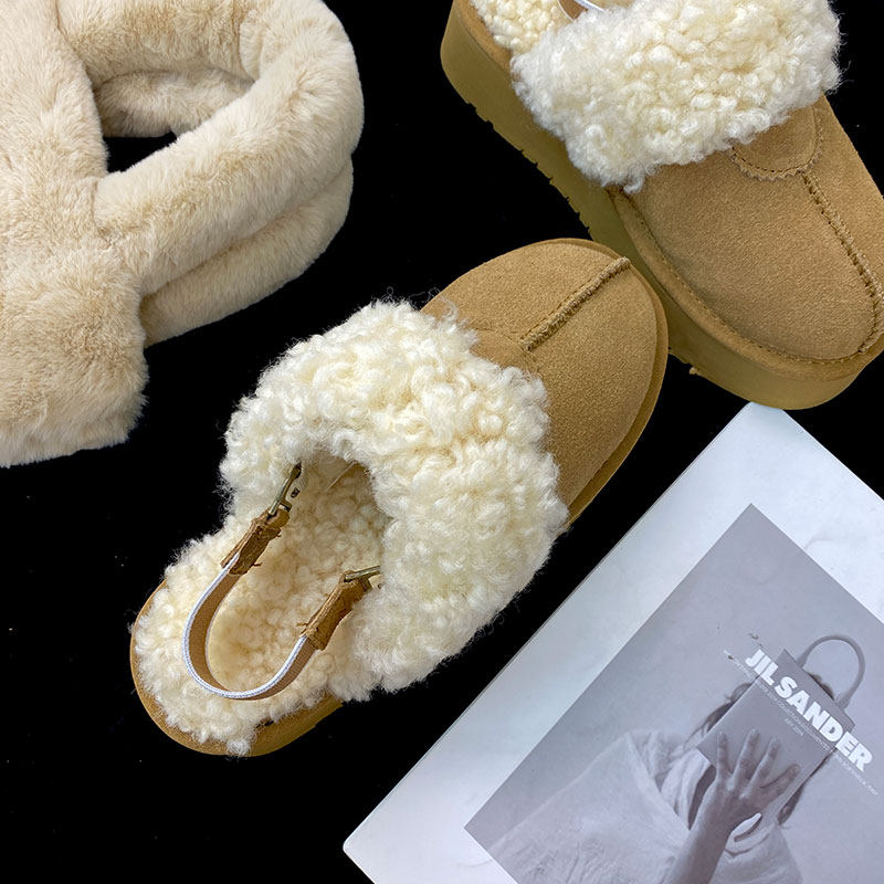 雪地靴女2025新款冬季加绒加厚羊毛厚底面包鞋弹力带拖鞋东北棉鞋,女鞋,时尚雪地靴,淘宝优惠券,粉丝福利购,淘宝优惠卷