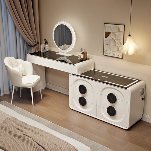 智能梳妆台2025新款卧室现代简约实木收纳斗柜一体化妆桌轻奢高级