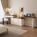 2025新款 梳妆台书桌二合一中古奶油风卧室化妆桌床尾斗柜一体 法式