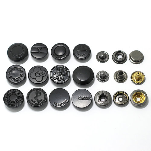 15MM17MM亚光黑合金喷漆四合扣外套按扣子母扣牛仔纽扣羽绒服暗扣