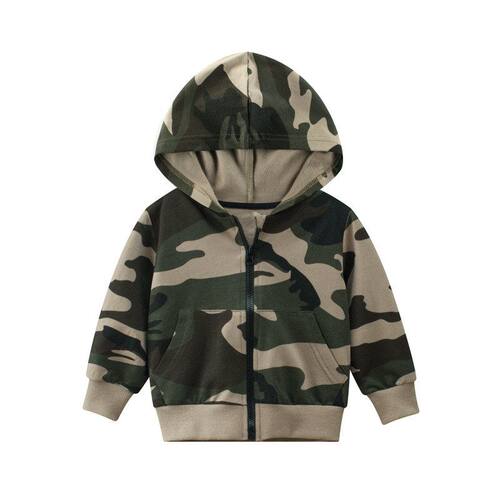 27kids春款童装新品2024 韩版儿童服装男童外套迷彩帽衫 一件代发