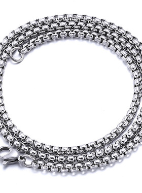 钛钢方珍珠链项链方形盒子配链不锈钢单链条玉米饰链男士diy配件