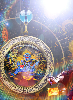 黑财神唐卡吊坠五行财神唐卡挂件