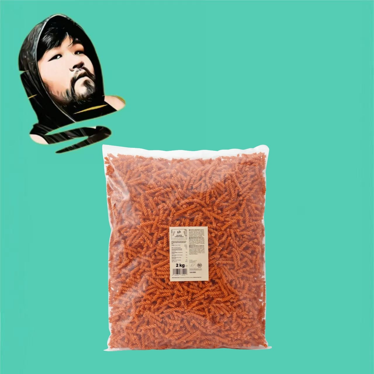 德国直邮【全场满300包邮】KORO有机红色小扁豆意大利面2kg
