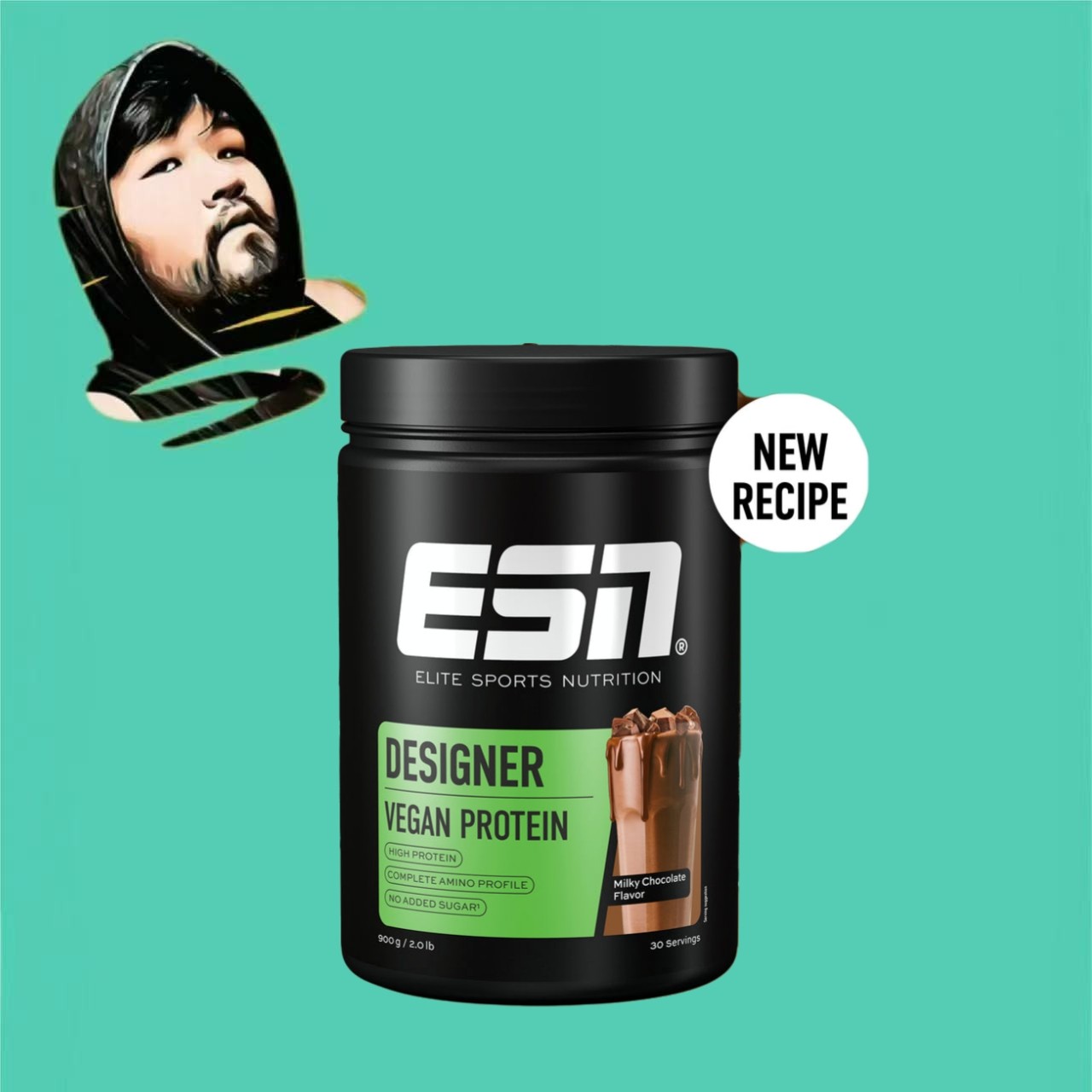 德国直邮【满300包邮】ESN纯素设计乳白色巧克力大豆蛋白粉900g