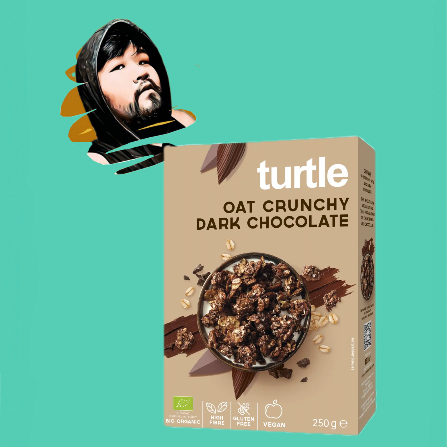 德国直邮【全场满300包邮】turtle有机无麸质黑巧克力燕麦脆250g