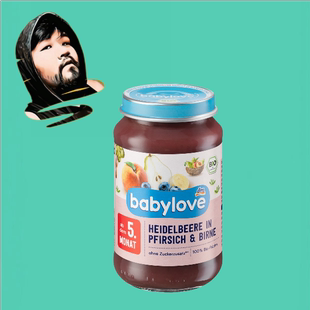 德国直邮【满300包邮】babylove5个月+有机桃子莓果香蕉果泥190g