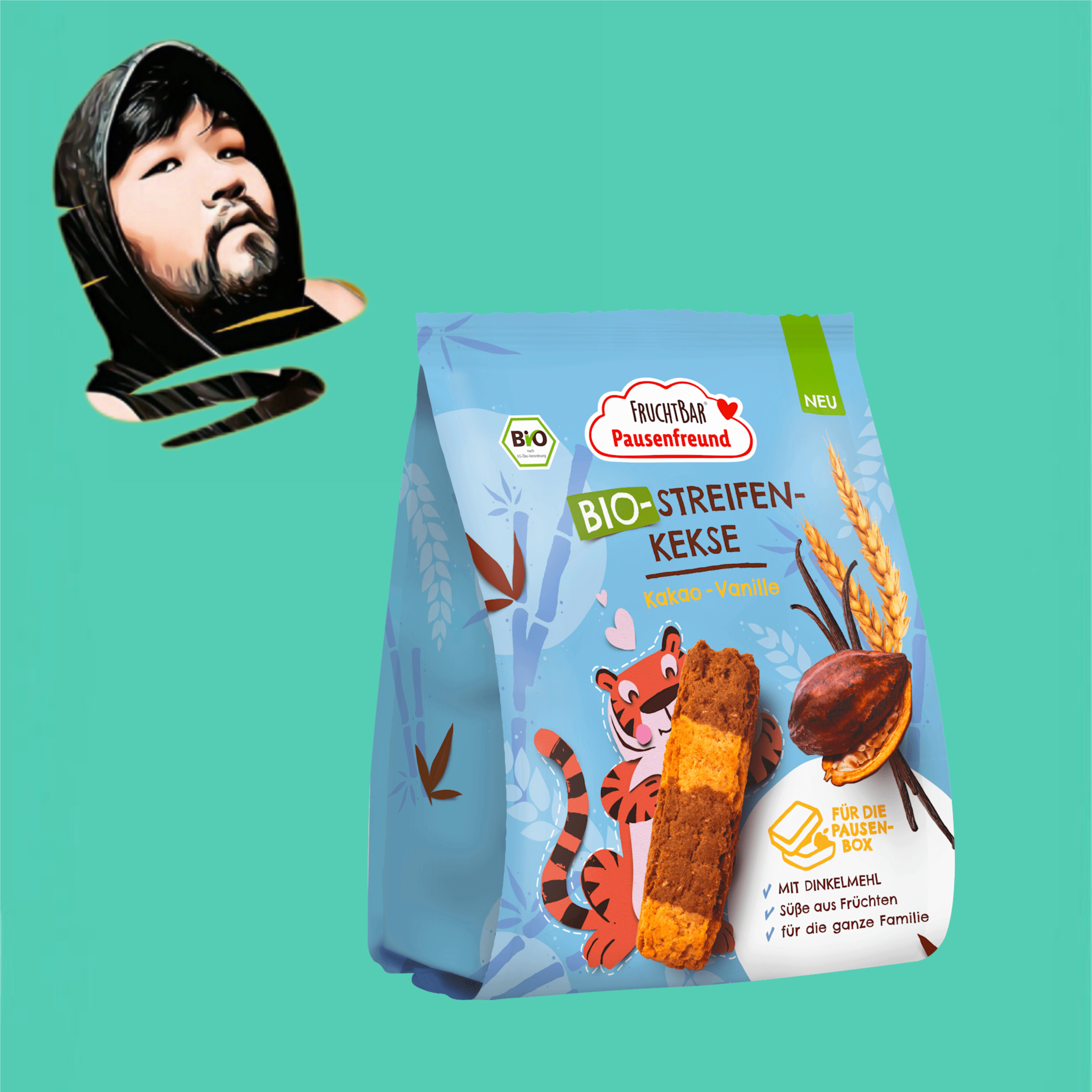 德国代购【满300包邮】FRUCHTBAR 3岁+有机香草曲奇可可脆150g