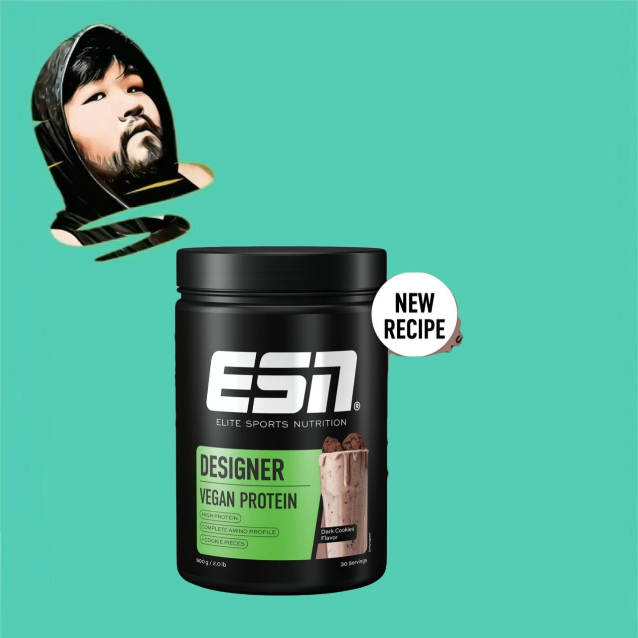 德国直邮【全场满300包邮】ESN纯素设计深色饼干大豆蛋白粉900g