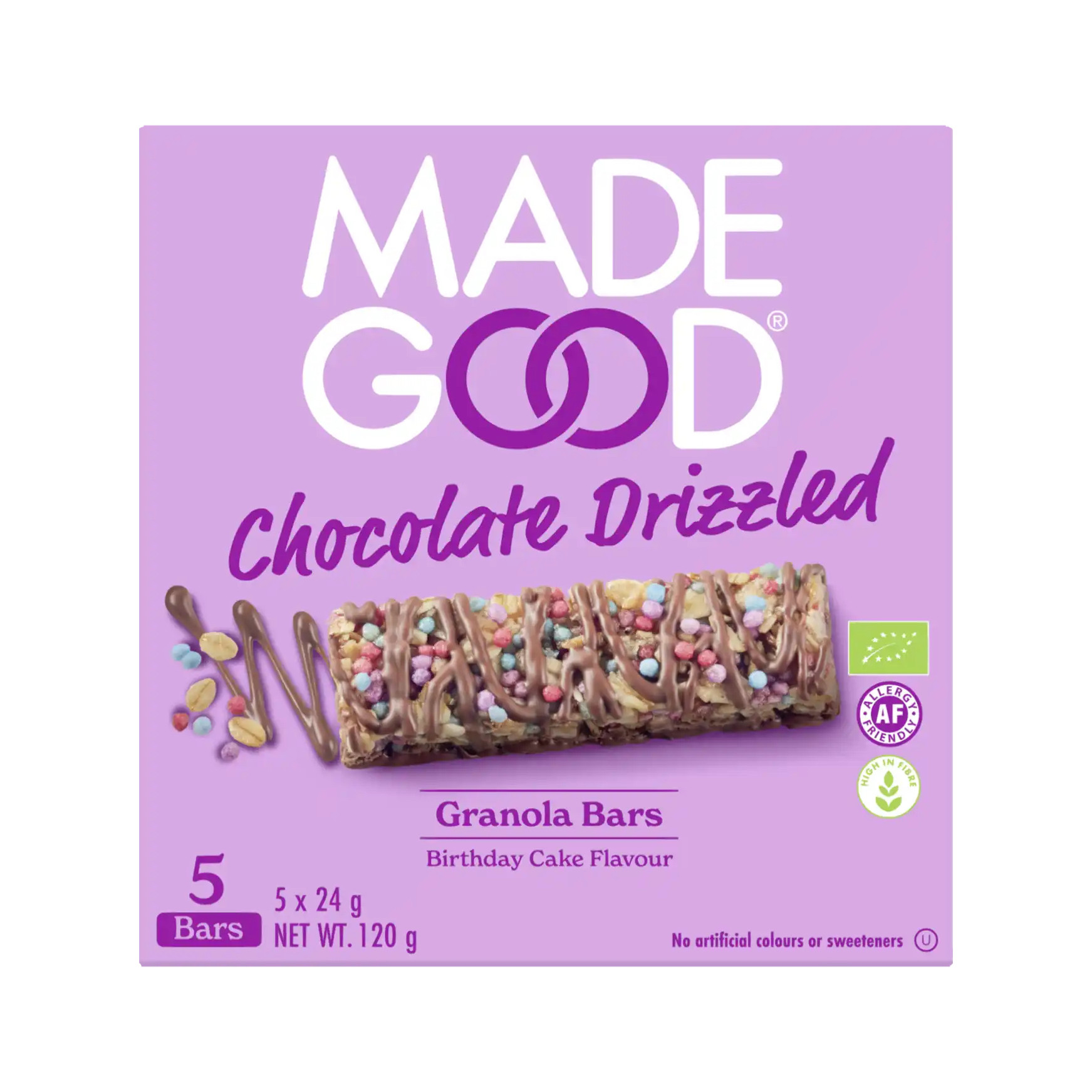 全场5件包邮德国直邮made good有机巧克力谷物棒生日蛋糕款120g