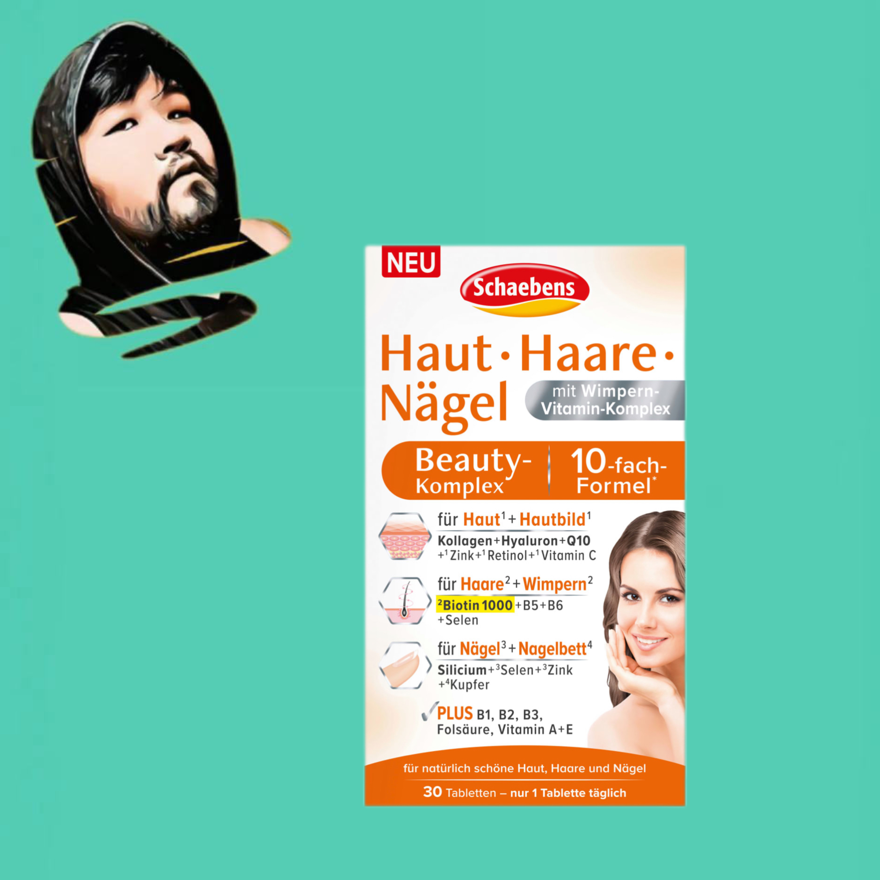 德国直邮【全场满300包邮】schaebens皮肤头发指甲复合维生素30粒