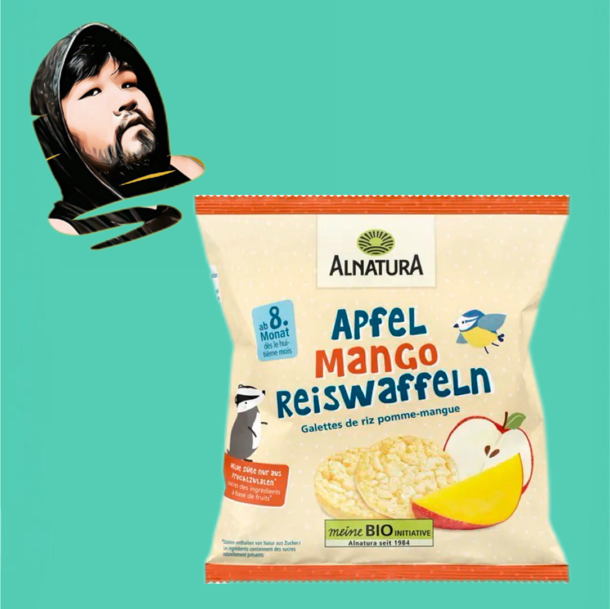 德国直邮满300包邮alnatura宝宝零食8个月+有机苹果芒果米饼35g