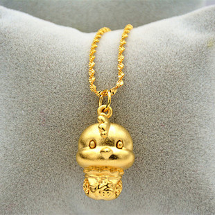 包邮欧币金3D生肖鸡宝宝 镀24K越南沙金鸡吊坠本命年项链厚金首饰