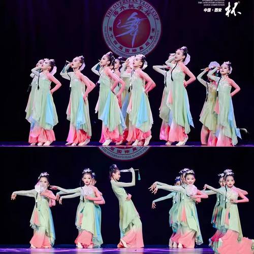 儿童古典舞演出服淡妆浓抹总相宜舞蹈服装莲鼓越歌行秧歌服扇子舞