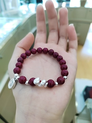 纯银朱砂卷卷蛇复古手链