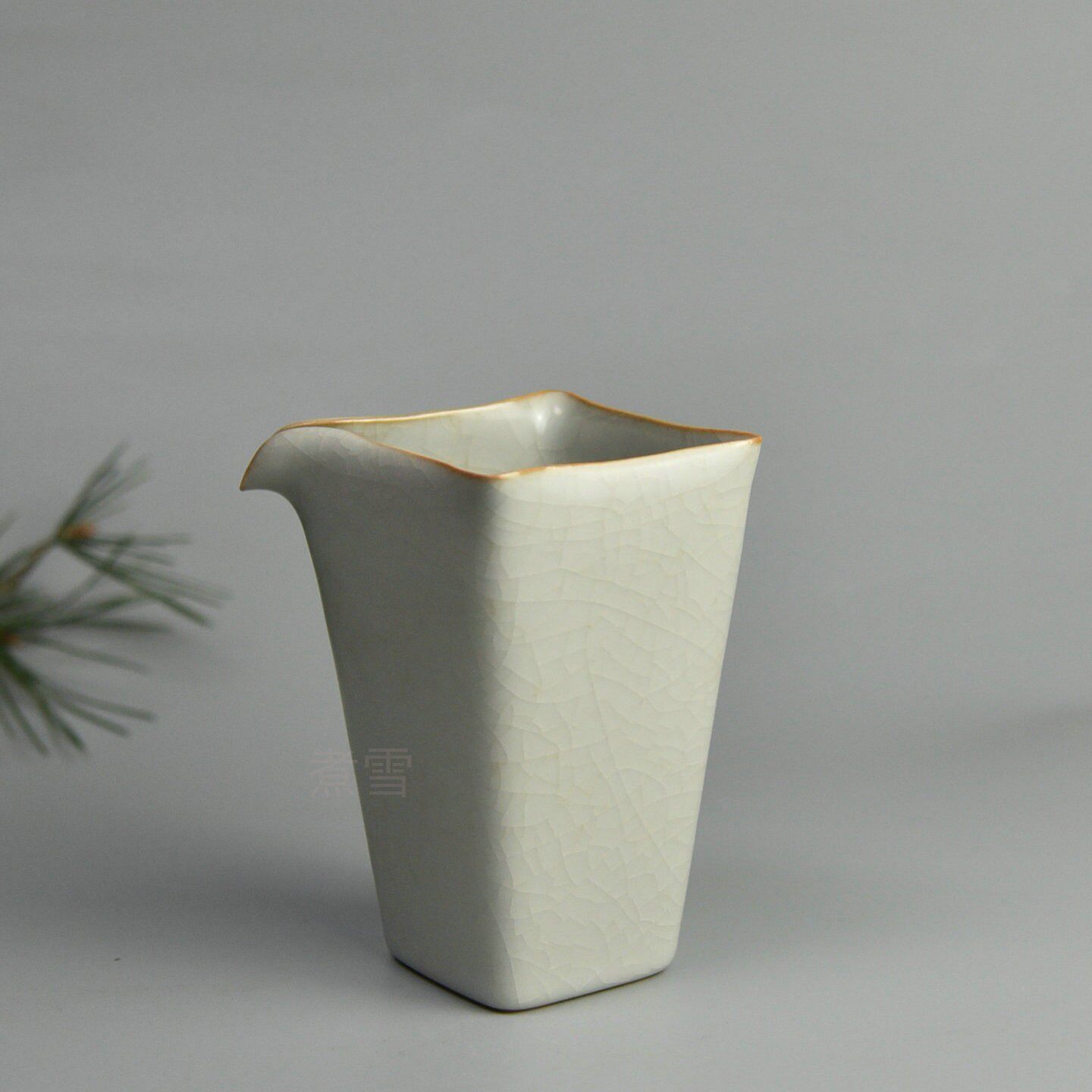 柏采汝窑冬青釉开片可养四方公道杯正品早期孤品汝瓷茶器