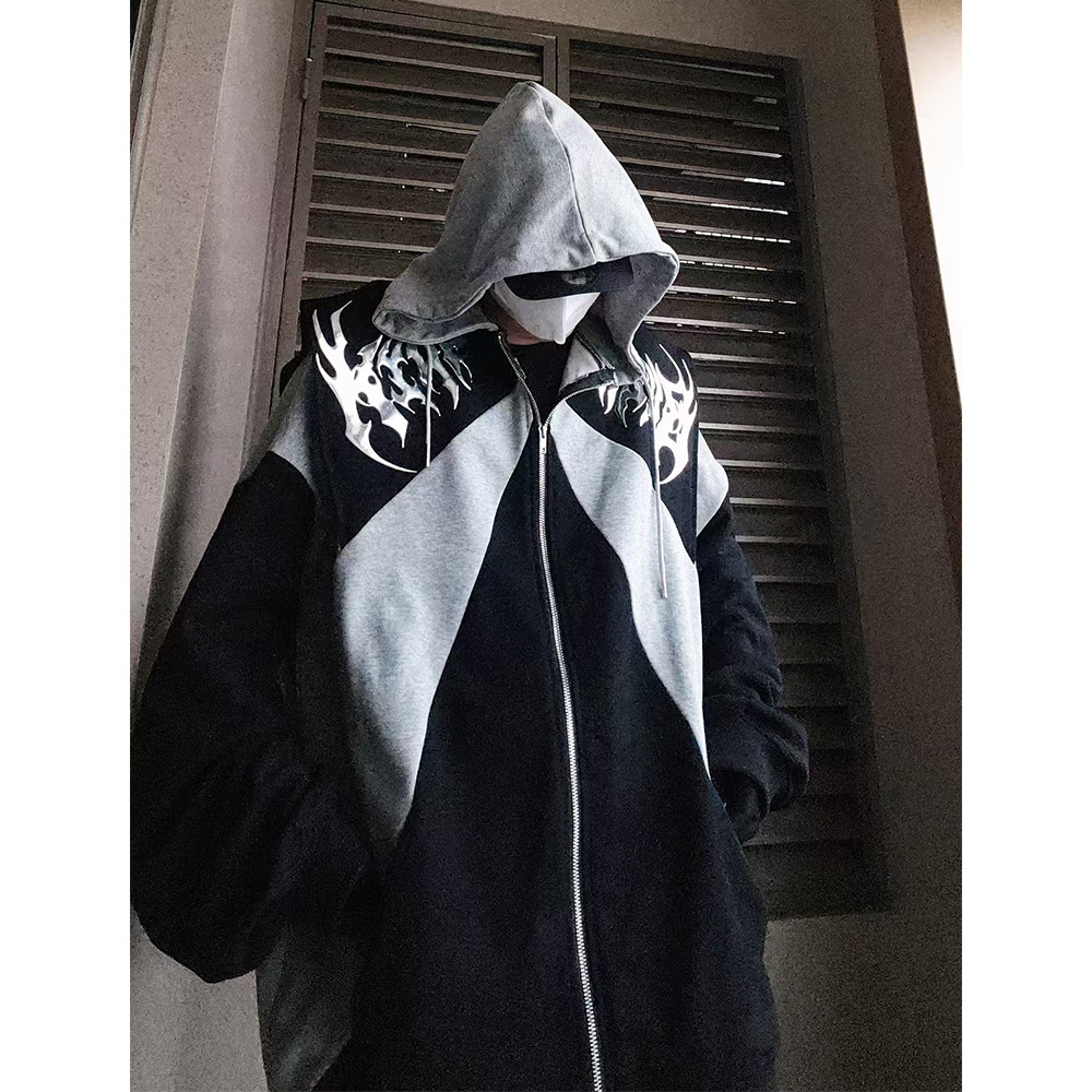 美式高街基础拉链开衫卫衣外套