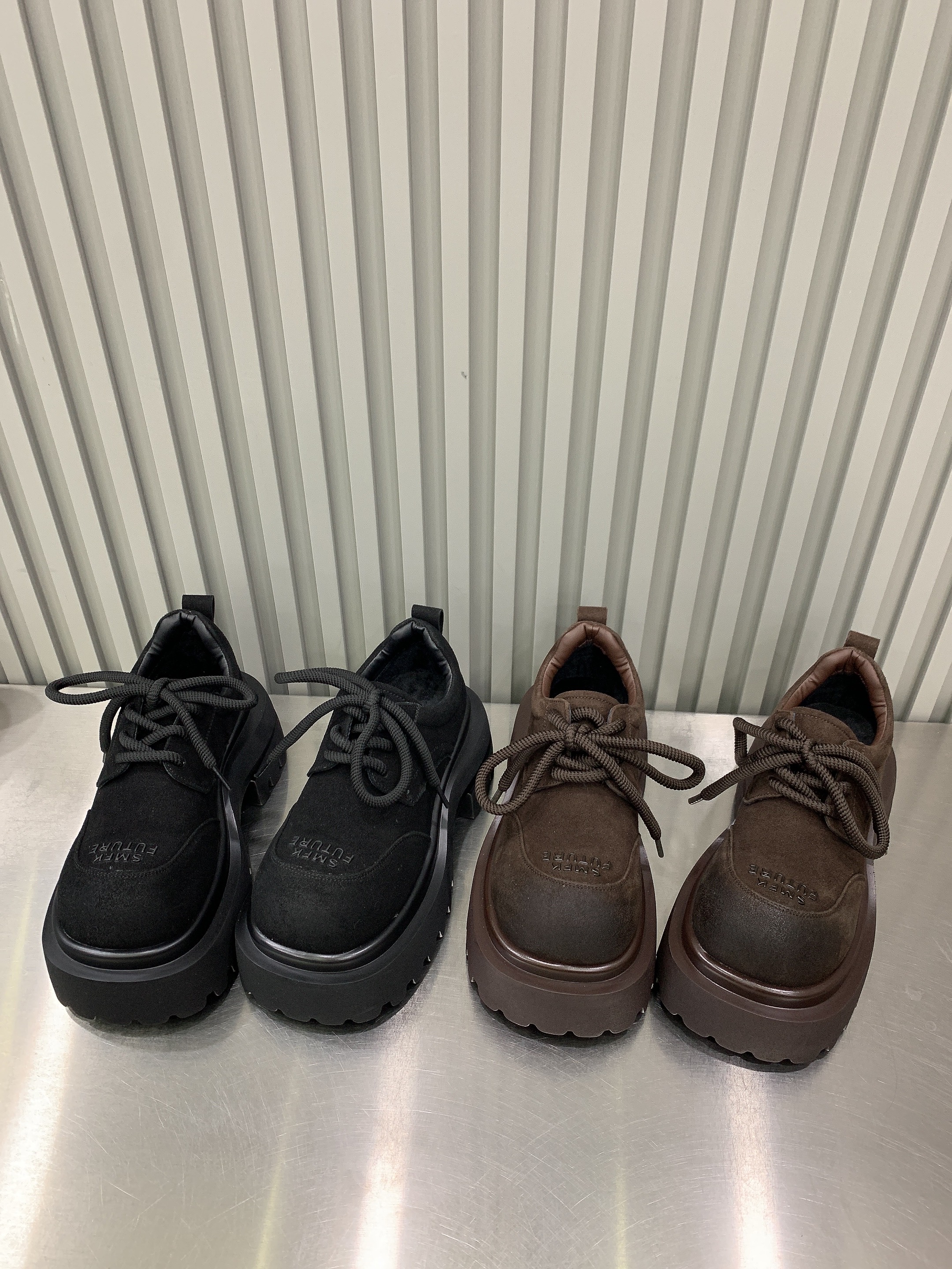 厚底加绒勃肯鞋女2025冬新款小个子内增高百搭系带休闲时装乐福鞋