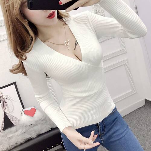 针织衫针织衫套头交叉v领