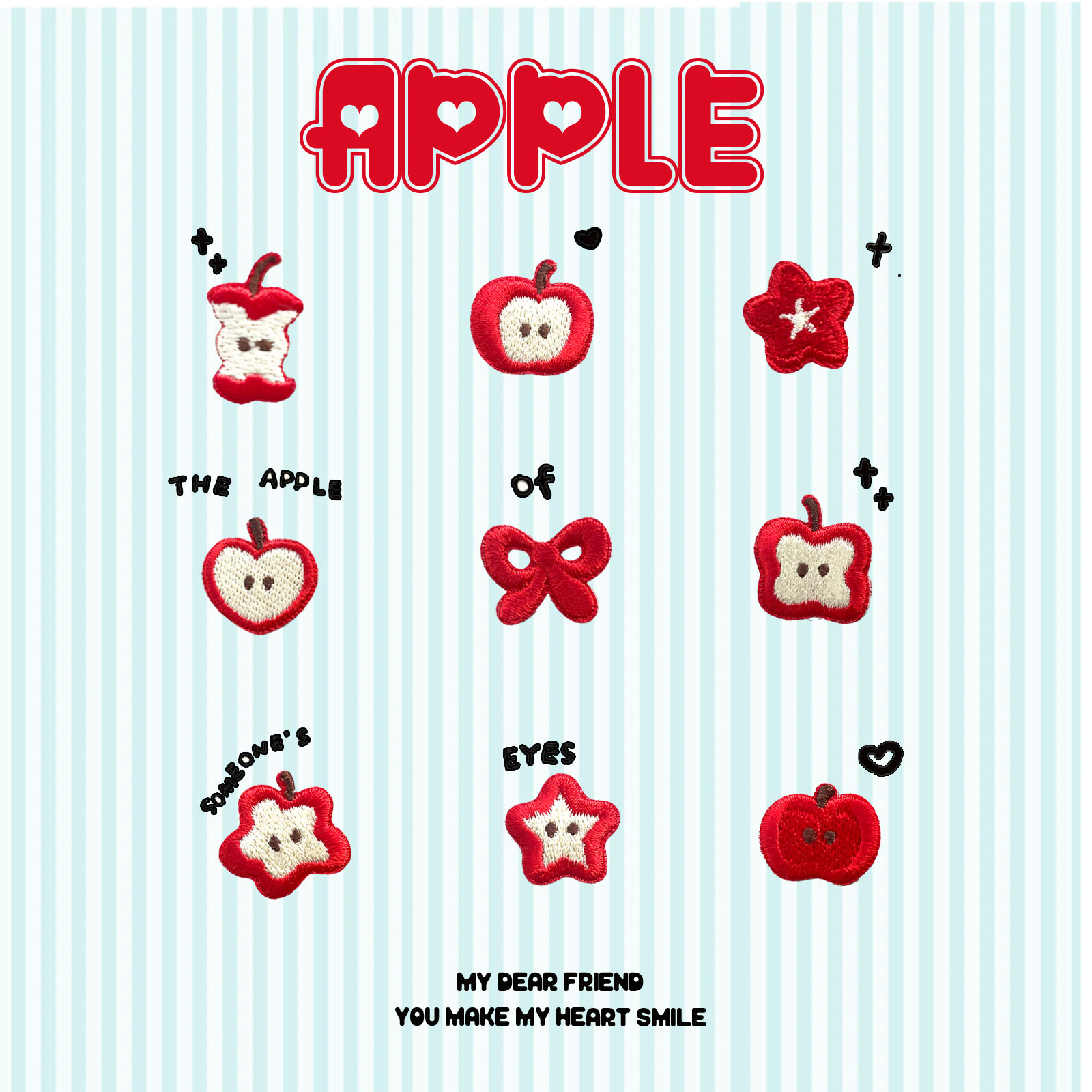 红苹果刺绣布贴装饰贴可爱蝴蝶结