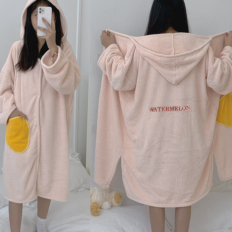 学生浴巾女可爱穿衣式浴袍洗澡用吸水速干浴裙连帽浴衣可爱家居服