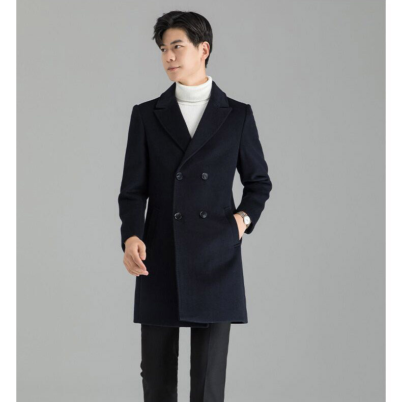 保暖男女毛呢羊毛大衣工装制服简约正装加棉加厚物业中长款呢外套