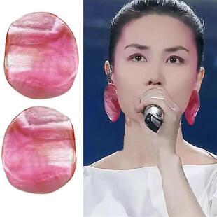 小众设计甜美玫粉几何无耳洞耳环气质夸张明星王菲同款蚊香盘耳夹