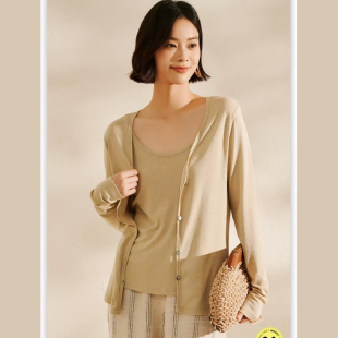 防晒空调衫 v领长袖 外搭2822 天丝亚麻开衫 美娜舒丹春夏女薄款